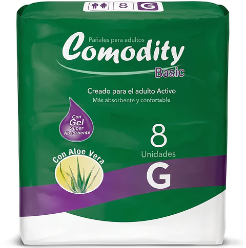 Pañal Adulto – Comodity Basic – Talla G – 8 Unidades
