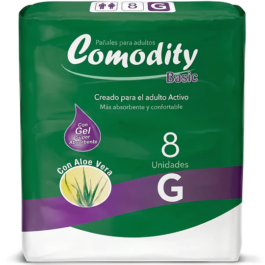 Pañal Adulto – Comodity Basic – Talla G – 8 Unidades