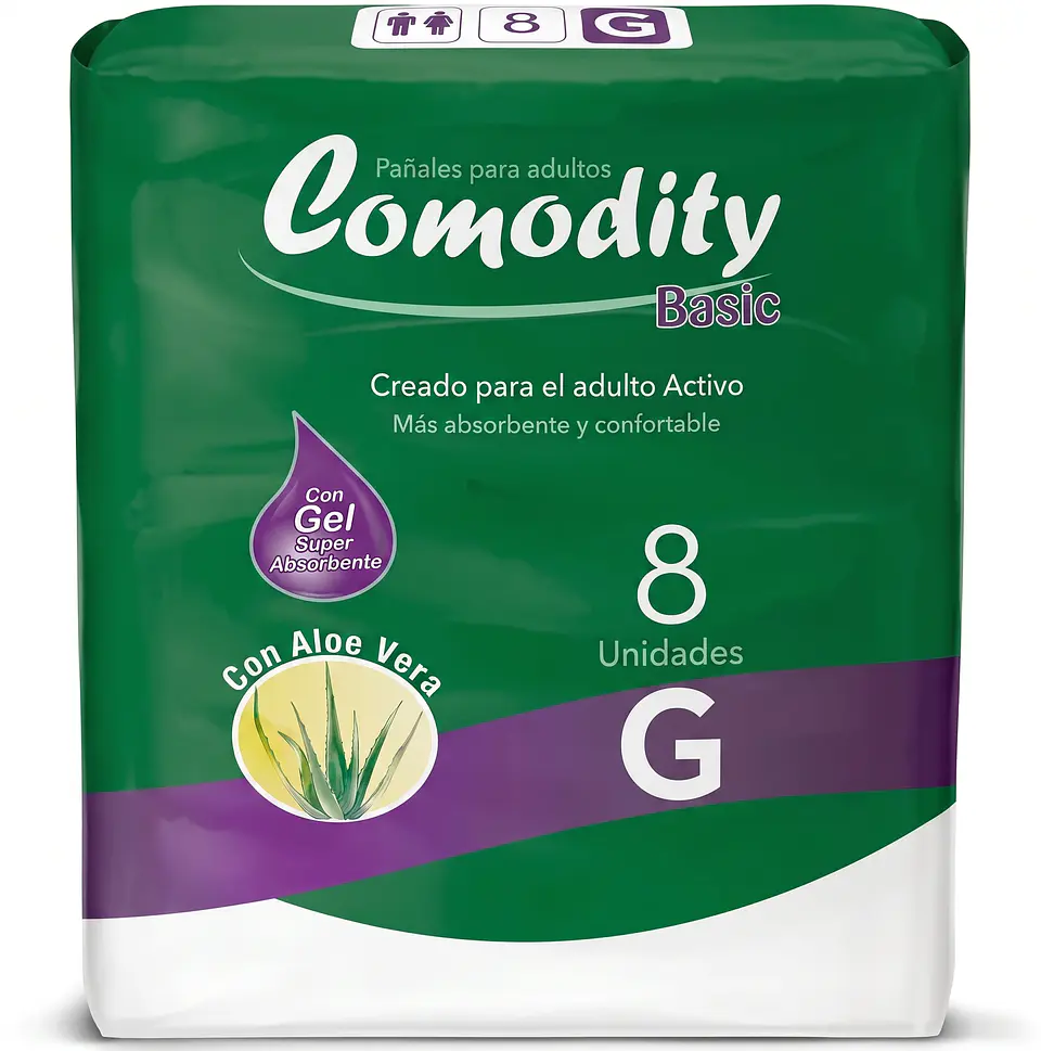 Pañal Adulto – Comodity Basic – Talla G – 8 Unidades 1