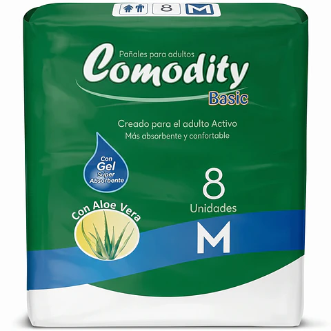 Pañal Adulto – Comodity Basic – Talla M – 8 Unidades