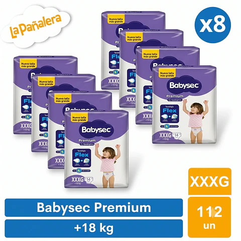 Pañal Babysec Premium Talla XXXG 112 unidades