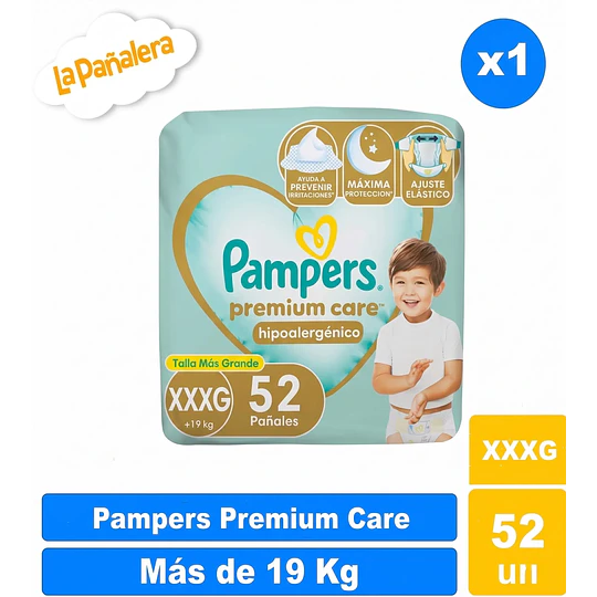 Pañal Pampers Premium Care Talla XXXG 52 u