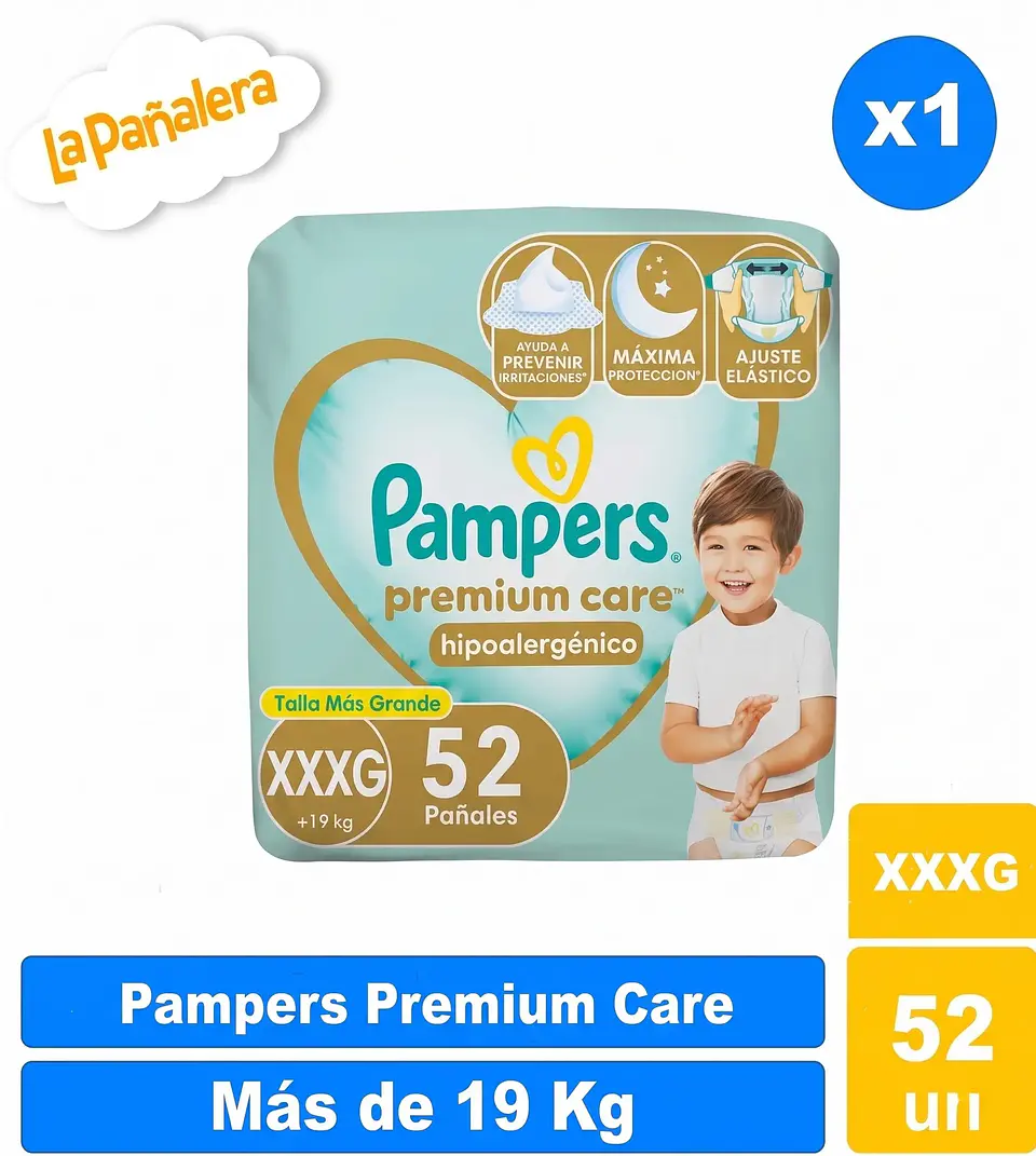 Pañal Pampers Premium Care Talla XXXG 52 u 1