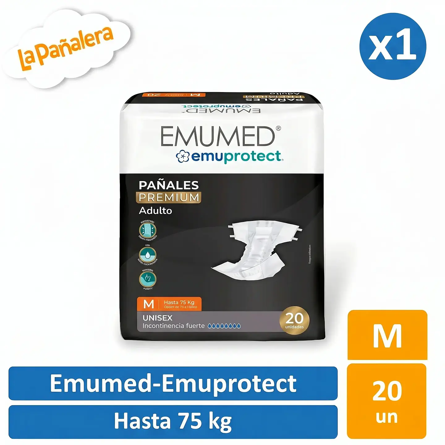 Pañal Adulto Emumed Talla M - 20 un 1