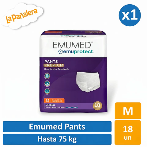 Pañal Adulto Tipo Pants Emumed Talla M - 18 un.