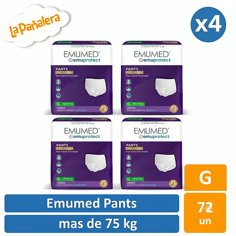 Pañal Adulto Tipo Pants Emumed Talla G - 72 un