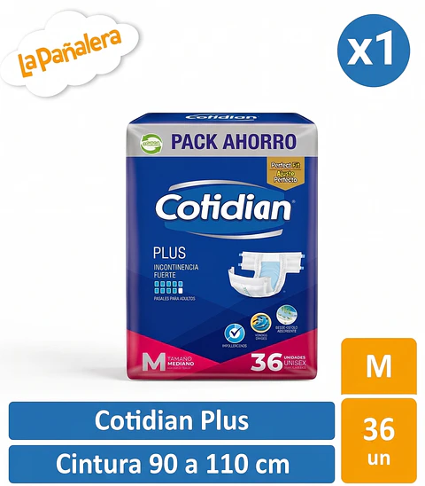 Pañal adulto Cotidian Plus talla M 36u