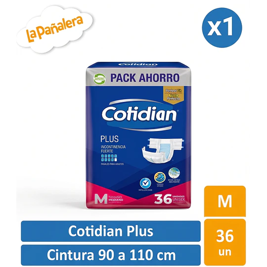 Pañal adulto Cotidian Plus talla M 36u