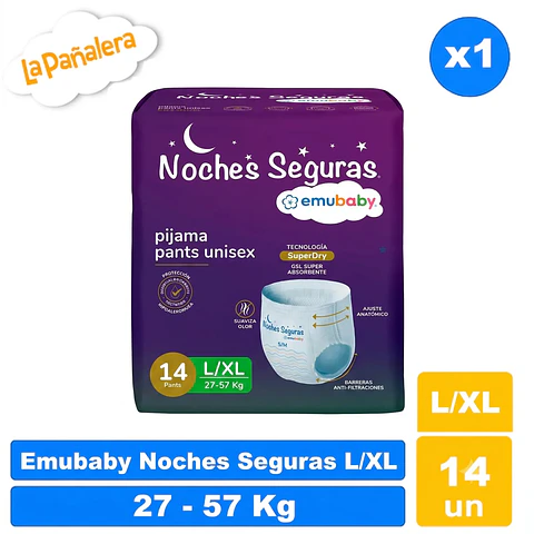 Pañal Emubaby Noches Seguras L/XL - 14 Unidades