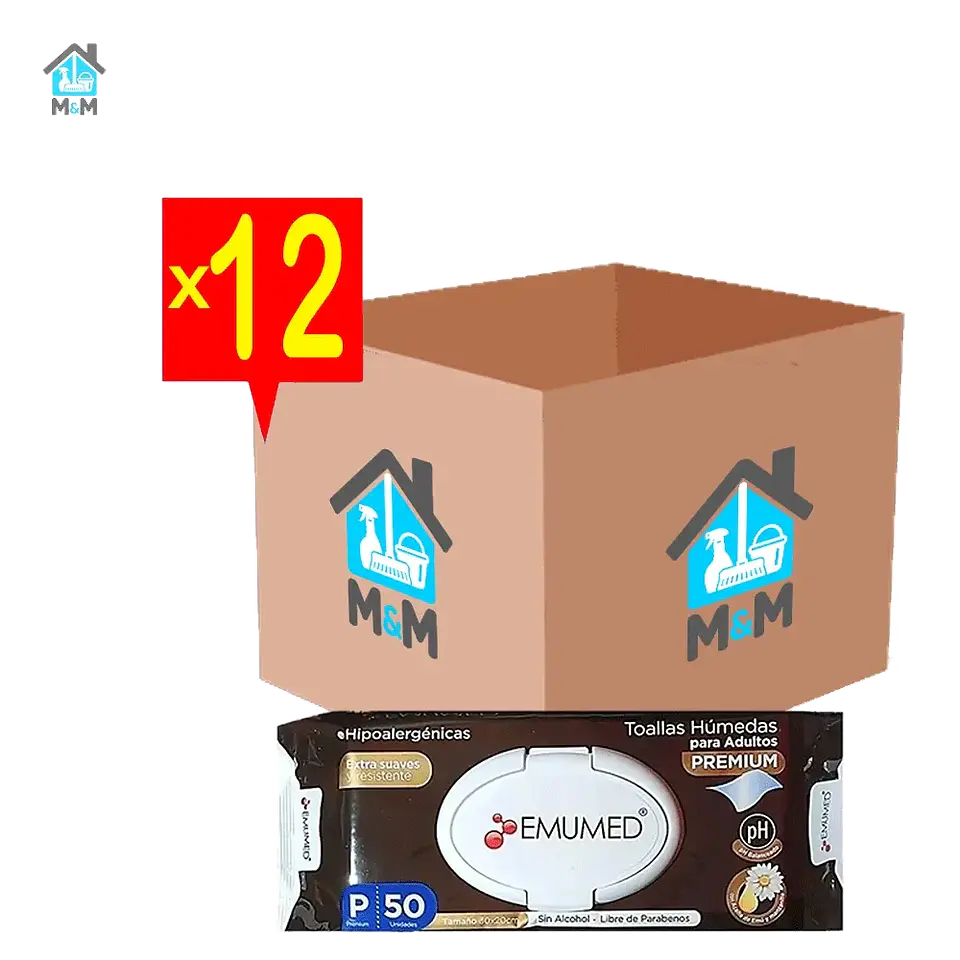	Caja Toallitas Húmedas adulto Premium – Emumed – 12 Paquetes 1