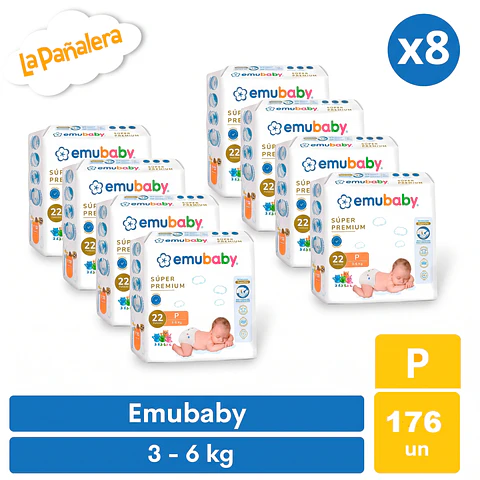 Pañal Emubaby Talla P 176 unidades