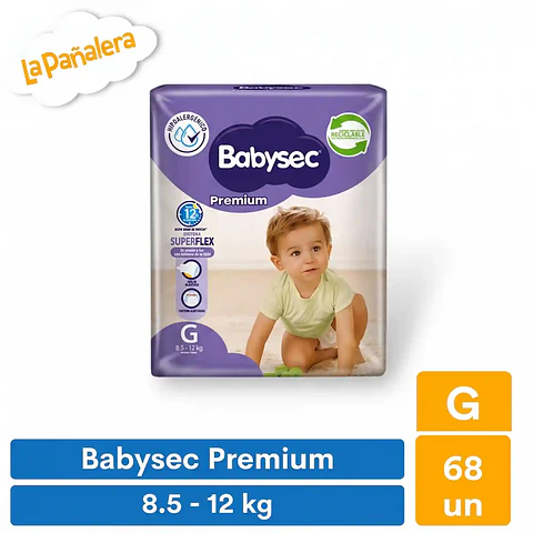 Pañal Babysec Premium Talla G 68 unidades