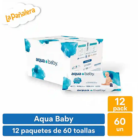 Caja 12 Toallas Húmedas Aqua Baby 60 Unidades