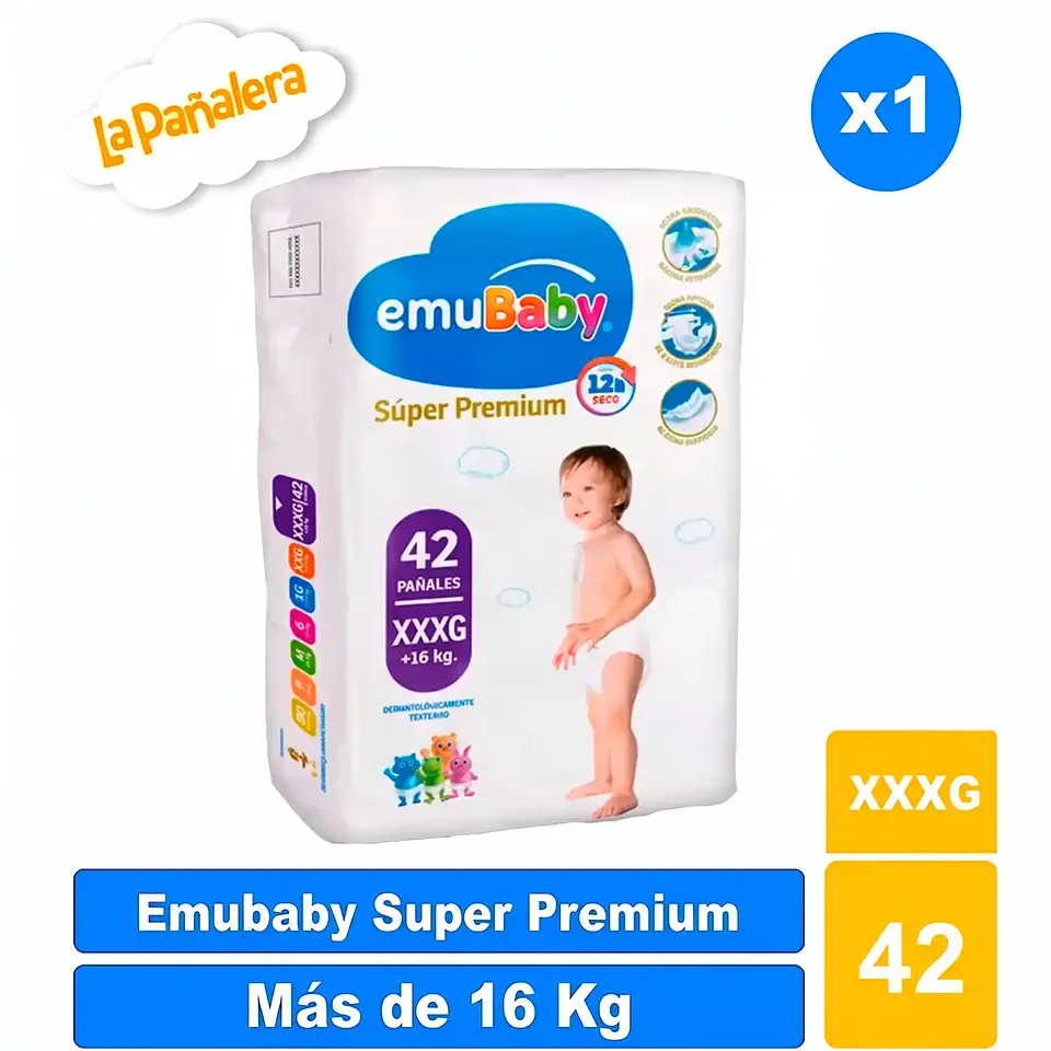 Pañal Emubaby Super Premium Talla XXXG 42 unidades  1