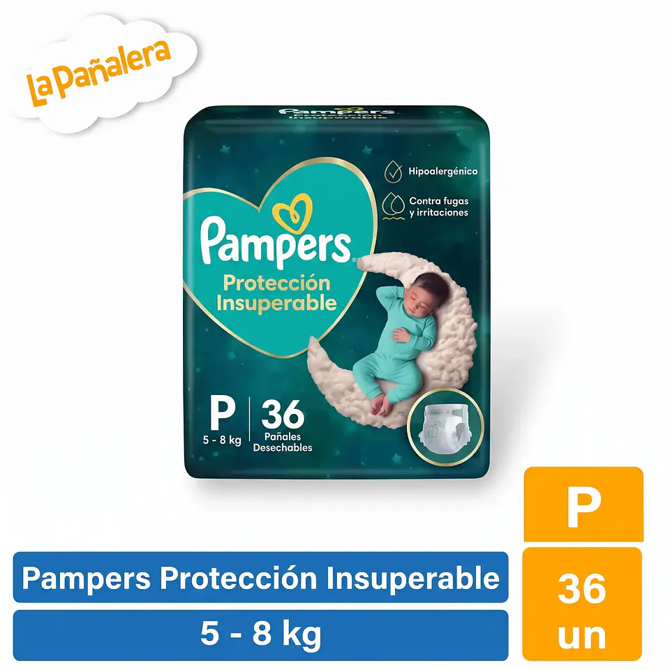 Pañal Pampers Protección Insuperable Talla P 36 unidades 1