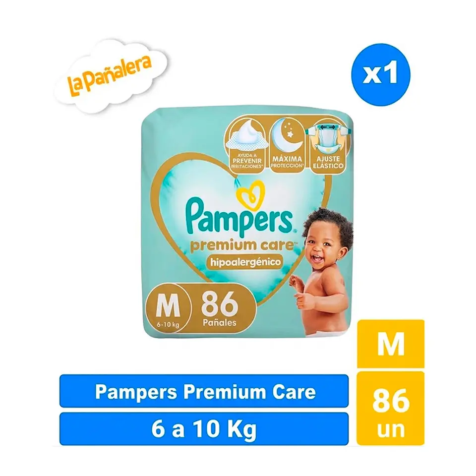 Pañal Pampers Premium Care Talla M 86 Un 1