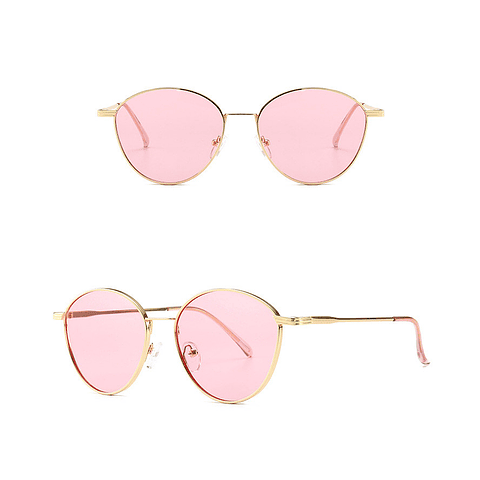 Gafas de Sol Rosado Ovalado Marco Dorado Mujer | FRIKIS.CL