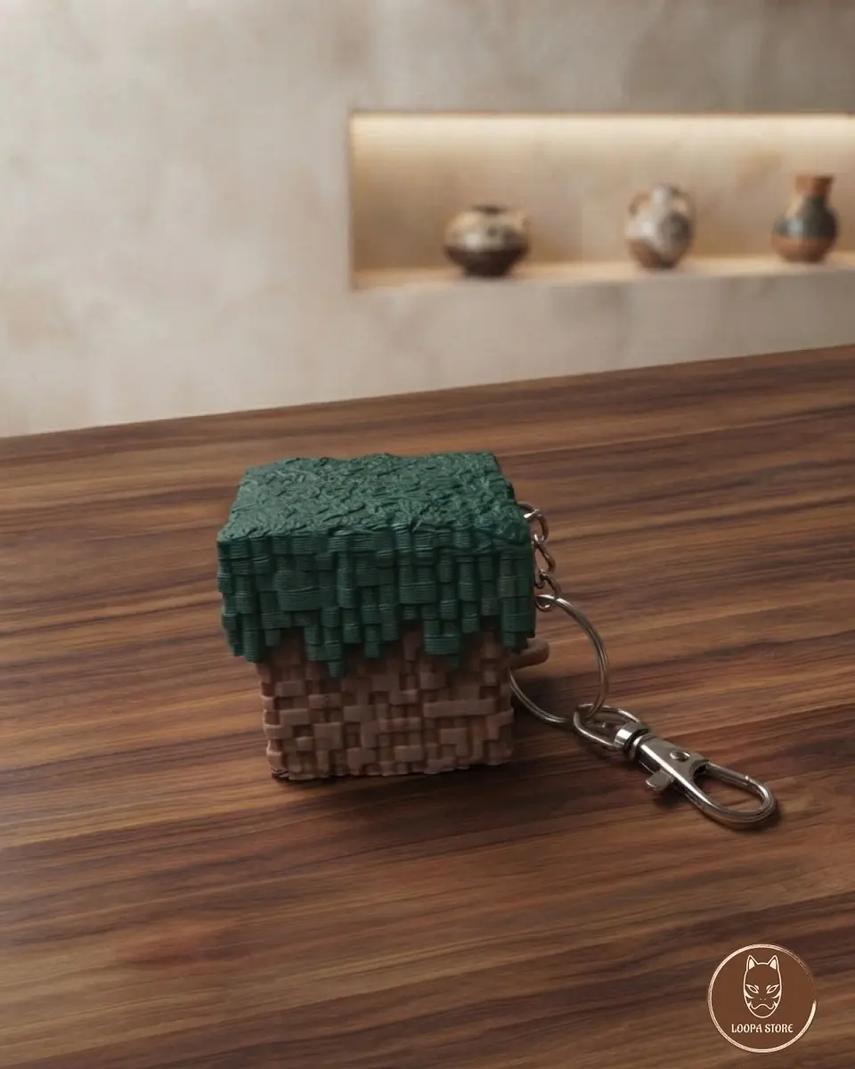 Clicker Bloque de Tierra Minecraft Impreso 3D — Fidget 1