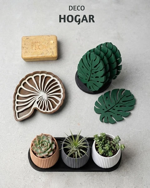 Kit Deco Hogar Loopa — Posavasos + Jabonera + Maceteros