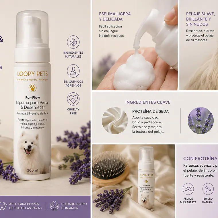 Espuma Desenredante Lavanda & Seda Fur Flow 150ml 3