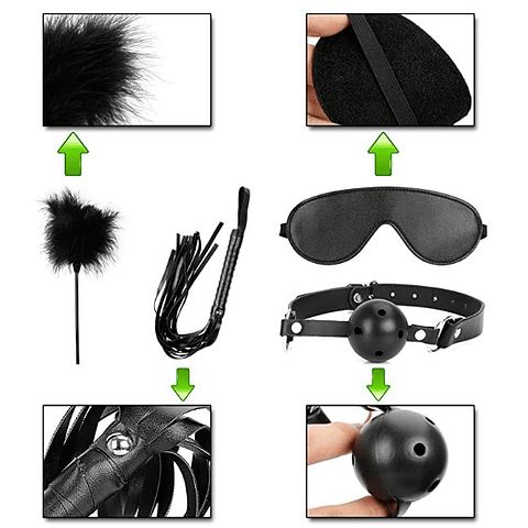 Kit BDSM 10 piezas Ecocuero Negro