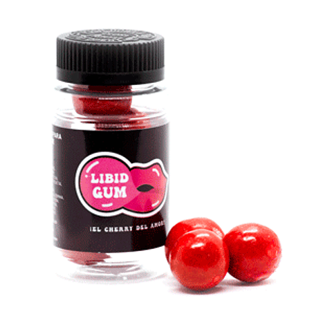 Chicles Excitantes Libi Gum Sabor Cherry envase 5 unid