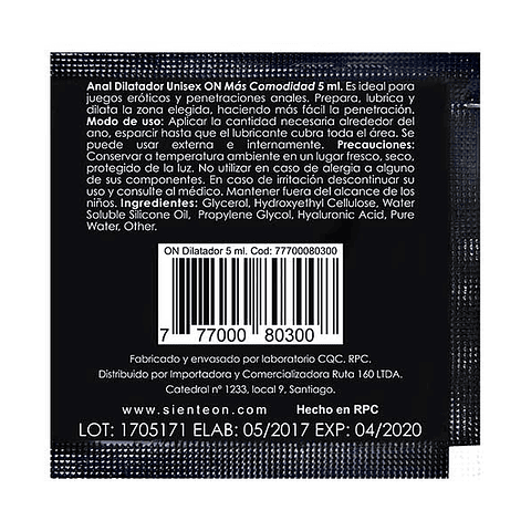 Lubricante Anal Dilatador Híbrido Desensibilizante 5ml