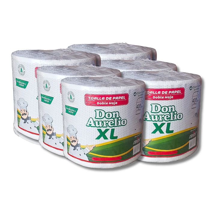 Manga Toalla Papel XL 400 Hojas Don Aurelio 6 Rollos 1