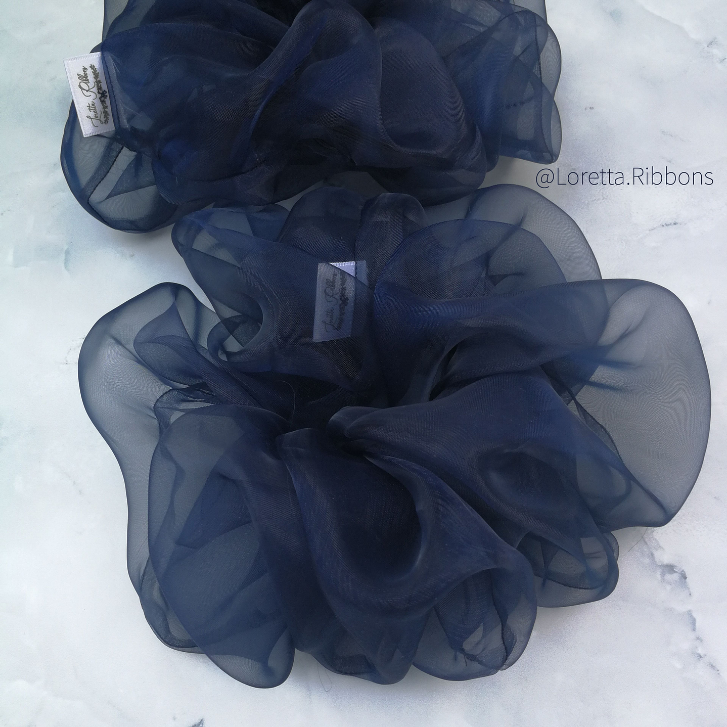 Scrunchie Organza Azul Marino 1