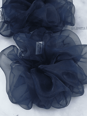 Scrunchie Organza Azul Marino