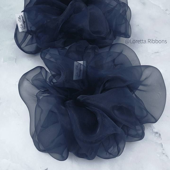 Scrunchie Organza Azul Marino 1