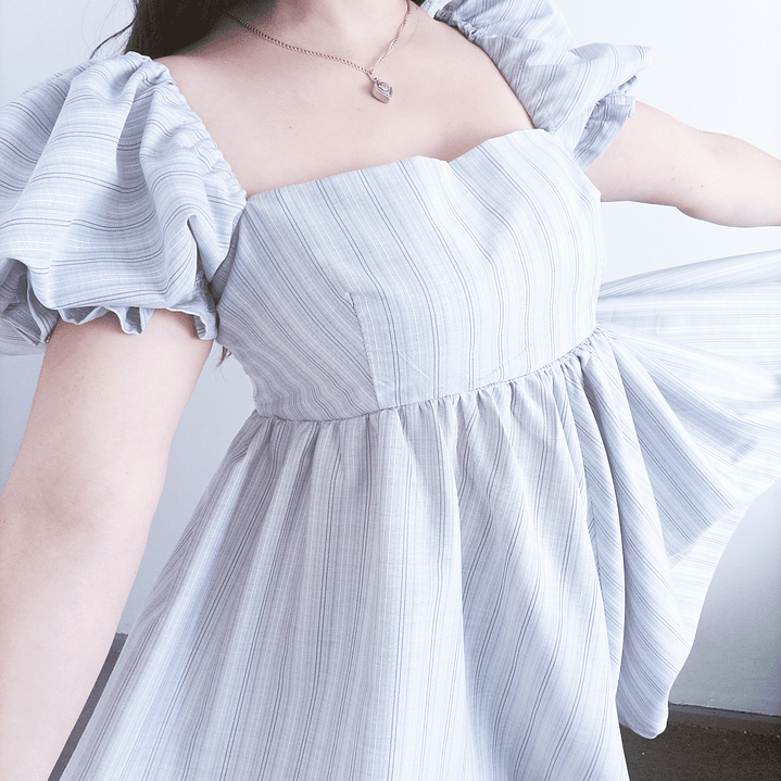 Vestido manga Puffy Gris  3