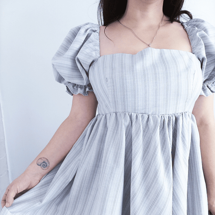 Vestido manga Puffy Gris  4