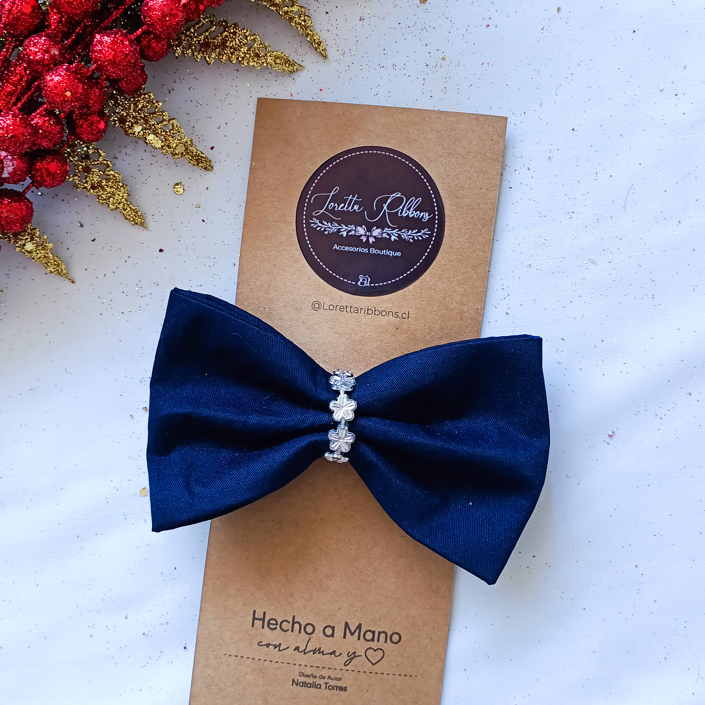 Maxilazo Simple azul con centro floreado 1