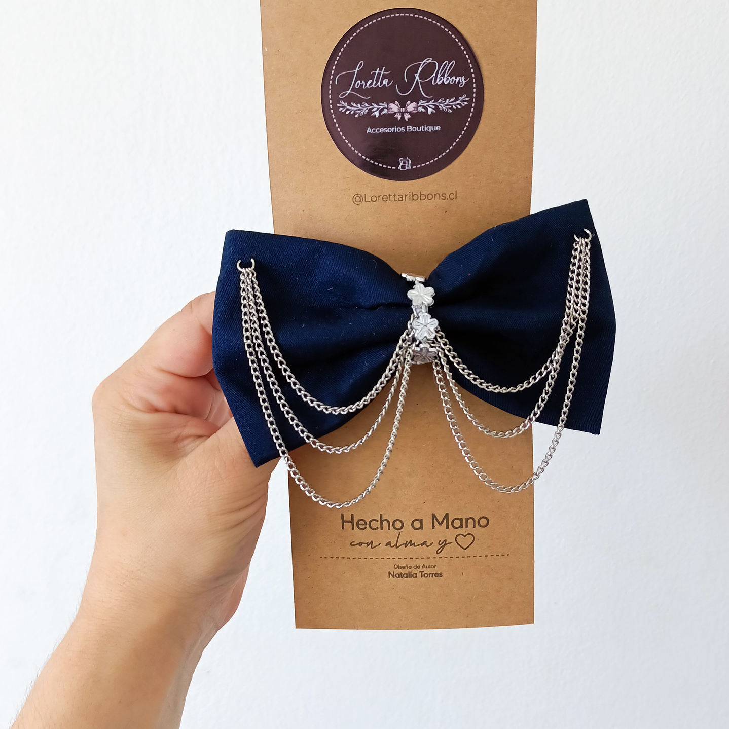 Maxilazo Azul Marino Especial cadenas flores 1