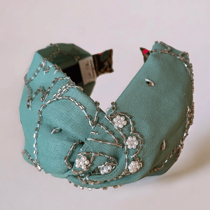 Cintillo Agua Marina con pedrería 1