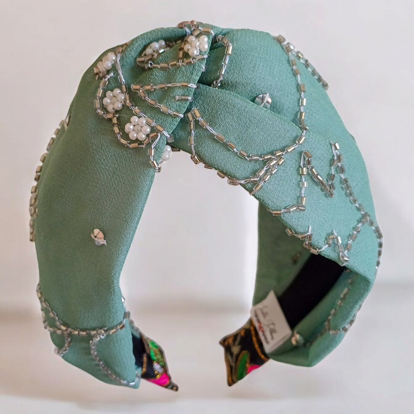 Cintillo Agua Marina con pedrería 3