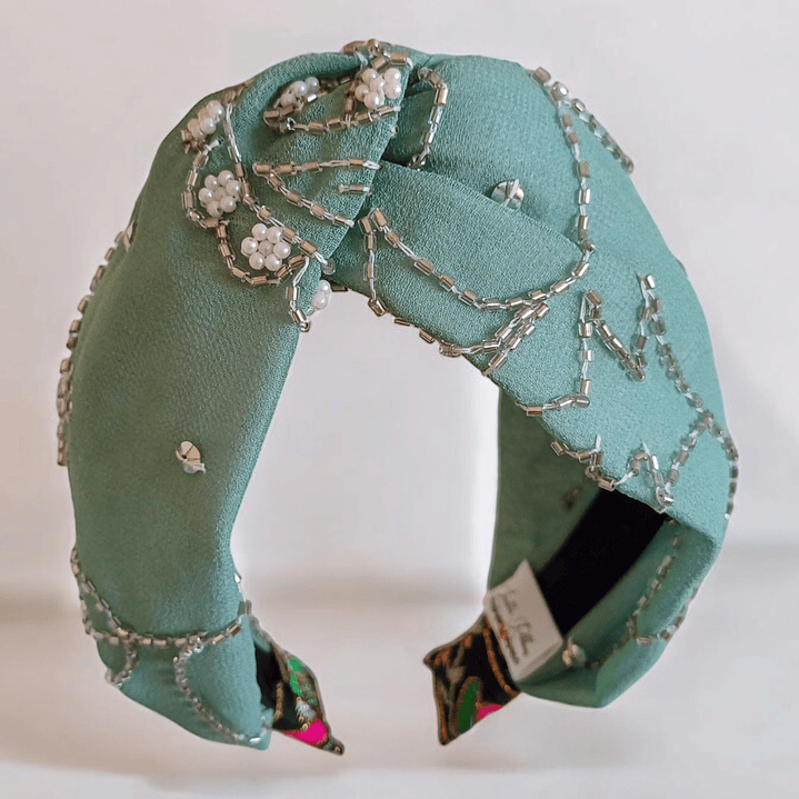 Cintillo Agua Marina con pedrería 3