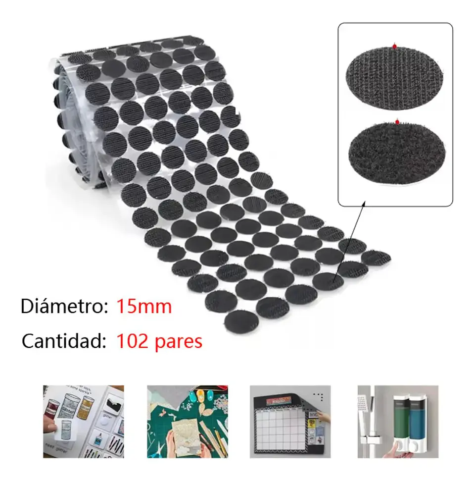 Velcros Autoadhesivos 15mm /102 Pares Circulares 3