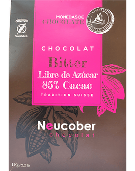 Chocolate Bitter Neucober 85% Cacao Libre de Azúcar 1 Kg.