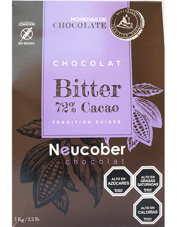 Chocolate Bitter Neucober en Monedas 72% Cacao 1 Kg.