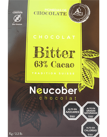 Chocolate Bitter Neucober en Monedas 63% Cacao 1 Kg.