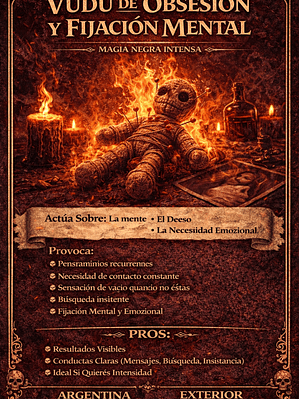 VUDU DE OBSESIÓN Y FIJACIÓN MENTAL