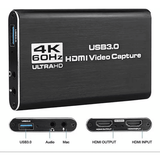 Capturadora De Video Audio Mic Usb 3.0 A Hdmi, 4k Ultra Hd