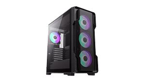 Gabinete GameMax Siege E-ATX Negro | Vidrio Templado | 4 Ventiladores ARGB Incluidos