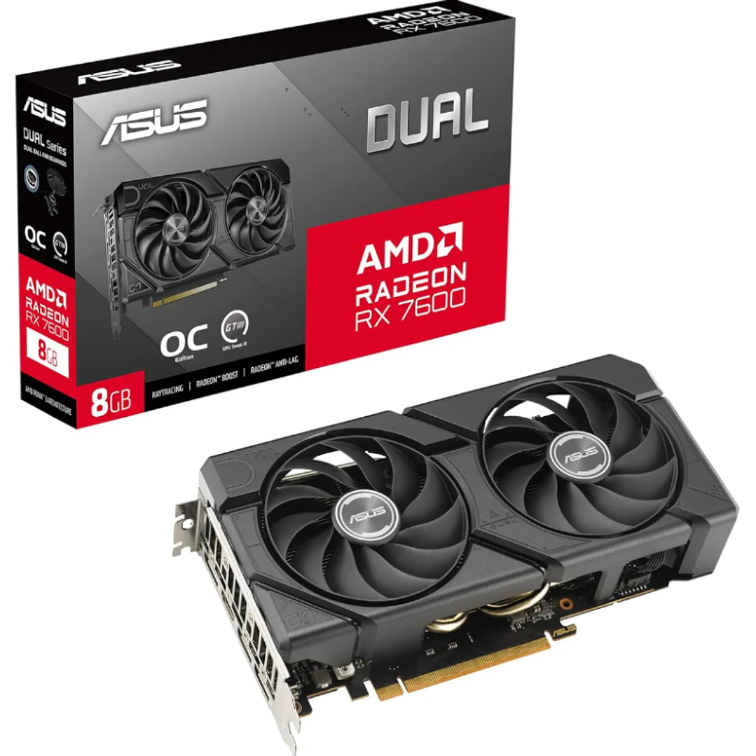 Tarjeta Gráfica ASUS Dual Radeon RX 7600 EVO OC 8GB GDDR6 1