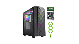 Gabinete GameMax Diamond CP BK ATX | Vidrio Templado Deslizante | ARGB + COC 140mm