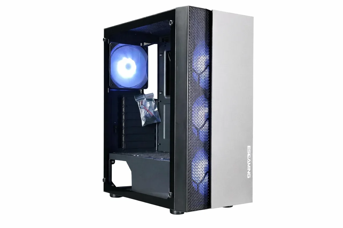 Gabinete EsGaming F05T-BK Mesh ARGB 4 ventiladores Mid-Tower