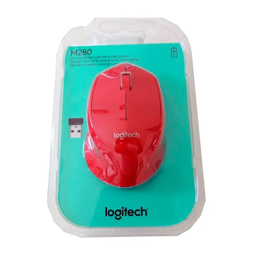 Mouse Logitech M280 Rojo Inalámbrico 2.4 GHz de 3 botones 1