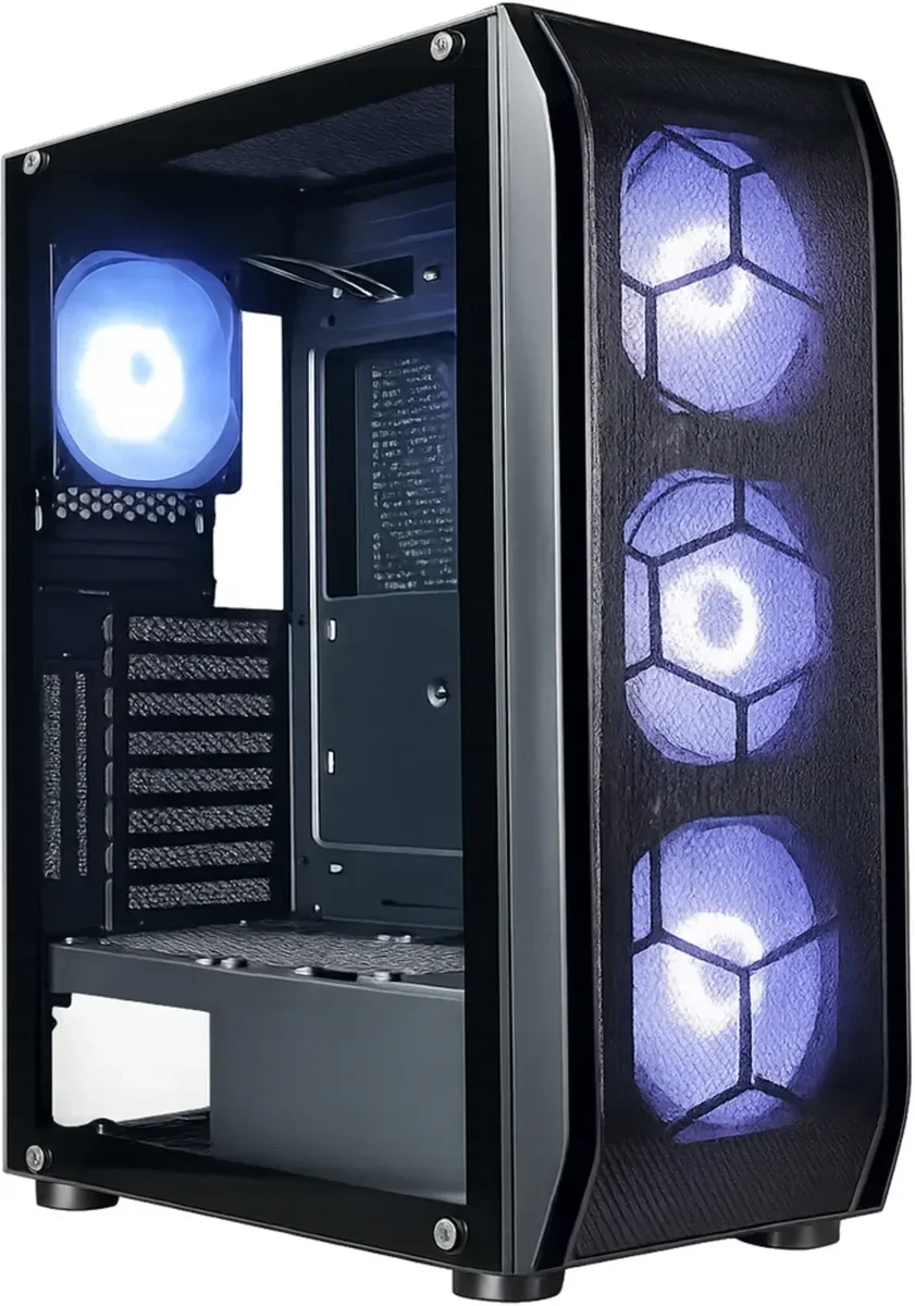 Gabinete ESGAMING Y03-BK Mid Tower Mesh 4 Fan ARGB Vidrio Templado